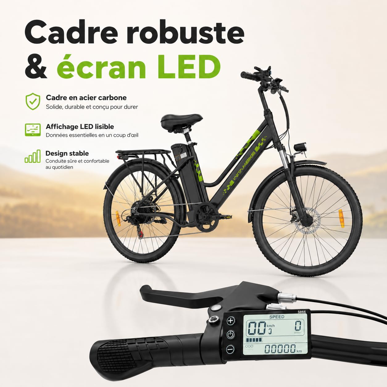 Vélo Électrique 26 Pouces Vélo Électrique Femme et Homme,6 Vitesses,Moteur 250W,36V 15Ah/20Ah Batterie Amovible,Smart Urban E-Bike,Adulte Unisex