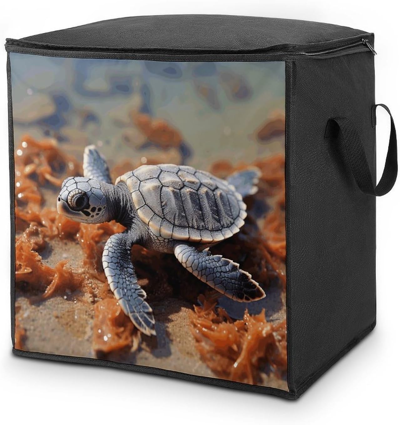 Cut Baby Sea Turtle Storage Bags Moving Bags Storage Bins | Comforter Storage Bag Reinforced Handles & Zippers Foldable Closet Organizers and Storage for Blanket Pillow Clothes