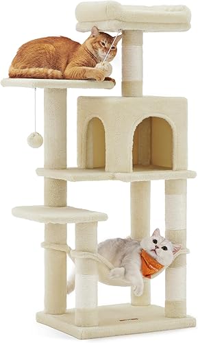 Miniatura 16 de Feandrea - Árbol para gatos de varios niveles para interiores, torre para gatos tipo condominio con 4 postes para rascar, 2 posaderos, hamaca y Gris