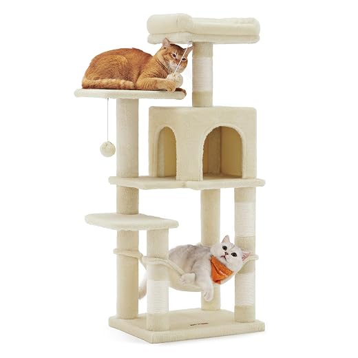 Feandrea Árbol para Gatos, Multinivel, Altura 112 cm, Beige Arena