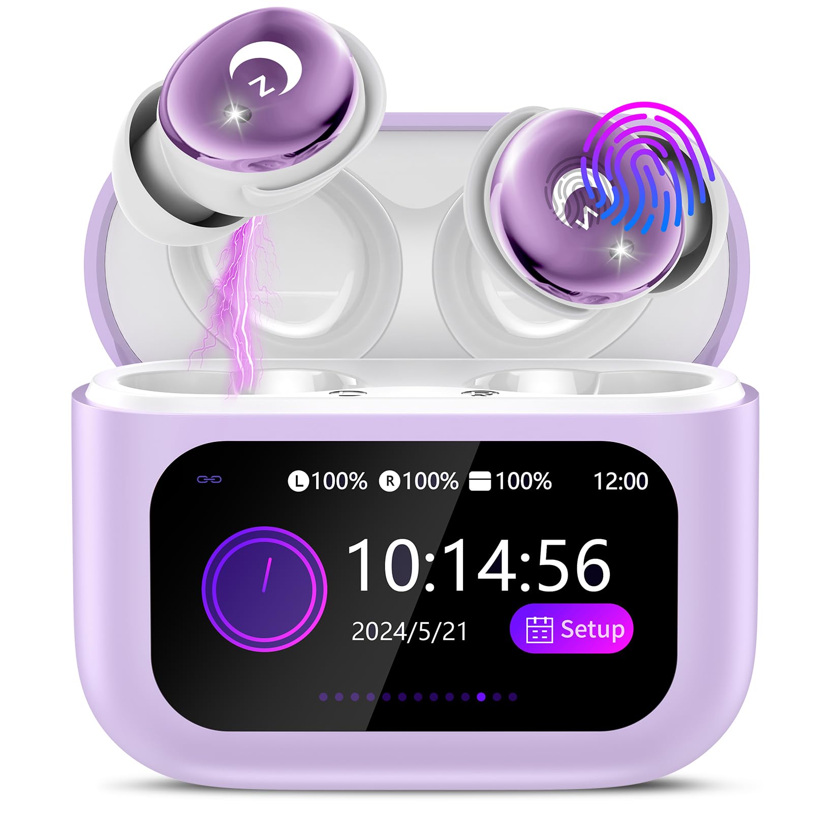 Bluetooth Kopfhörer, Mini 48 Std Schlafkopfhörer Bluetooth 5.4 mit Touchscreen, 2026 Neue in Ear Kopfhörer Kabellos mit ENC Noise Cancelling, IPX7 Ohrhörer,Immersiver Deep Bass Earbuds,Lavendelviolett