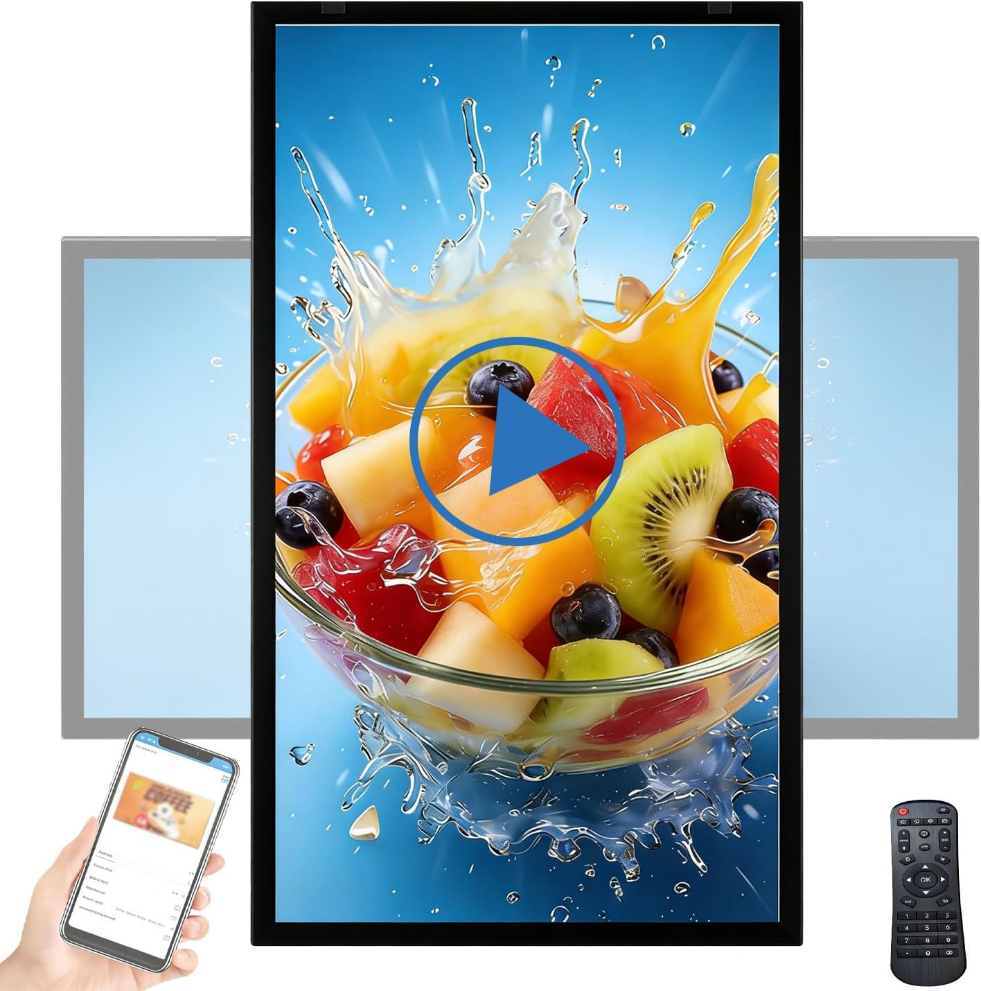 Commercial LED Display for Digital Advertising, Advertising Media Player,Horizontal/Vertical Mode, Intelligent Split Screen and Loop Playback, Supports Picture and Video USB Playback 10.1in