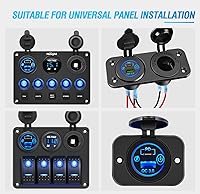 Vista 7 de Nilight 2 Pack PD Type C y QC 3.0 Panel de toma rápida USB con interruptor táctil LED ON Off, kit de cable fundido para coches, camiones