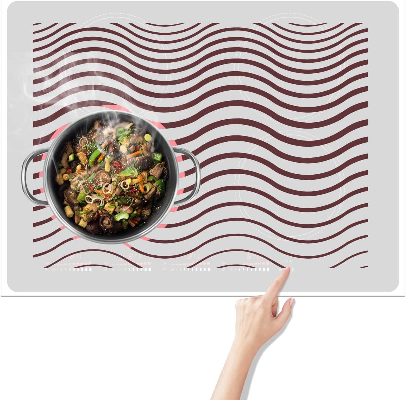 KitchenRaku Induction Cooktop Cover Mat, Temperature Changing Induction (magnetic) Cooktop Protector For Induction Stove, Stove Top Cover Induction Silicone Mat (20.4x30.7 inch)