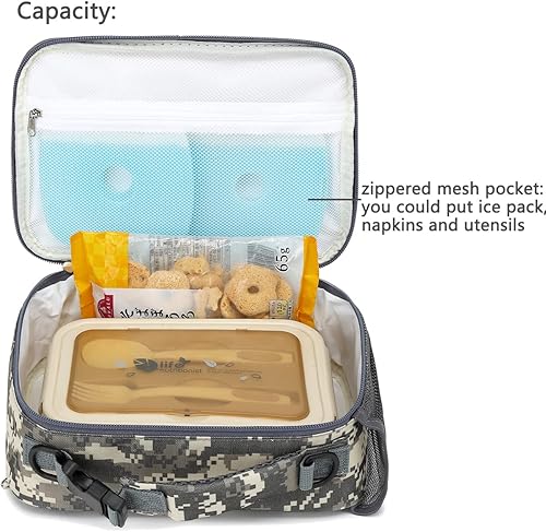 Miniatura 142 de FlowFly - Lonchera para niños, lonchera escolar aislante duradera con correa para el hombro y soporte para botellas, bolsa térmica pequeña