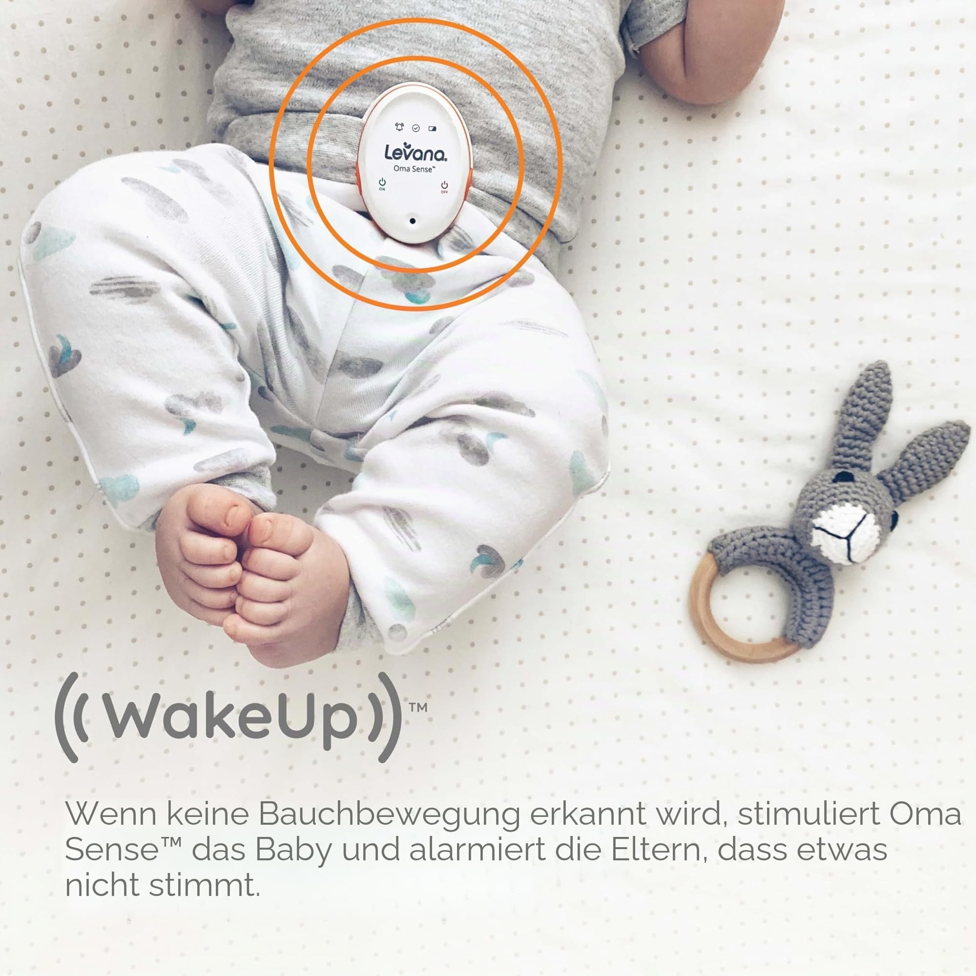 Levana Oma Sense, Biometrischer Monitor, Atmungsmonitor, Orange, Weiß
