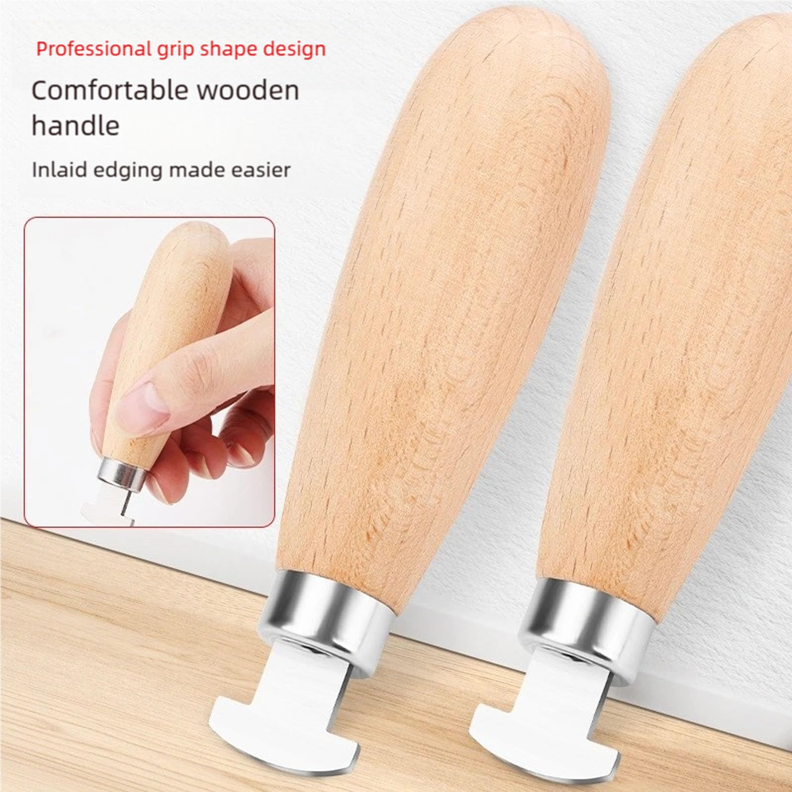 Strumento Incastonatura Pietre Preziose In Acciaio Inox Con Manico In Legno | Pusher Per Lunette Ergonomico 100x18mm Per Gioielli E Modellismo