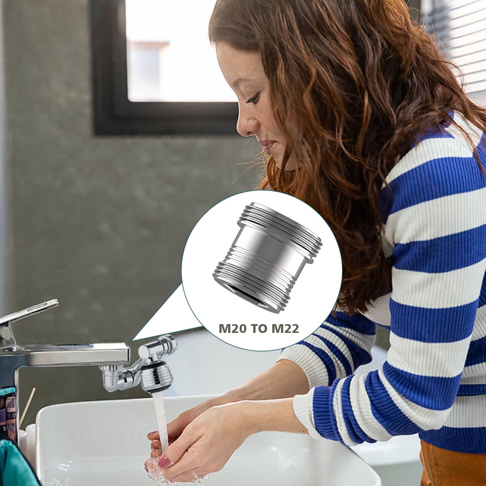 Adapter do kranu M20-M22 - 2 sztuki, gwintowy do zewnętrznego M20 i M22 dla kuchni, perlator do wody