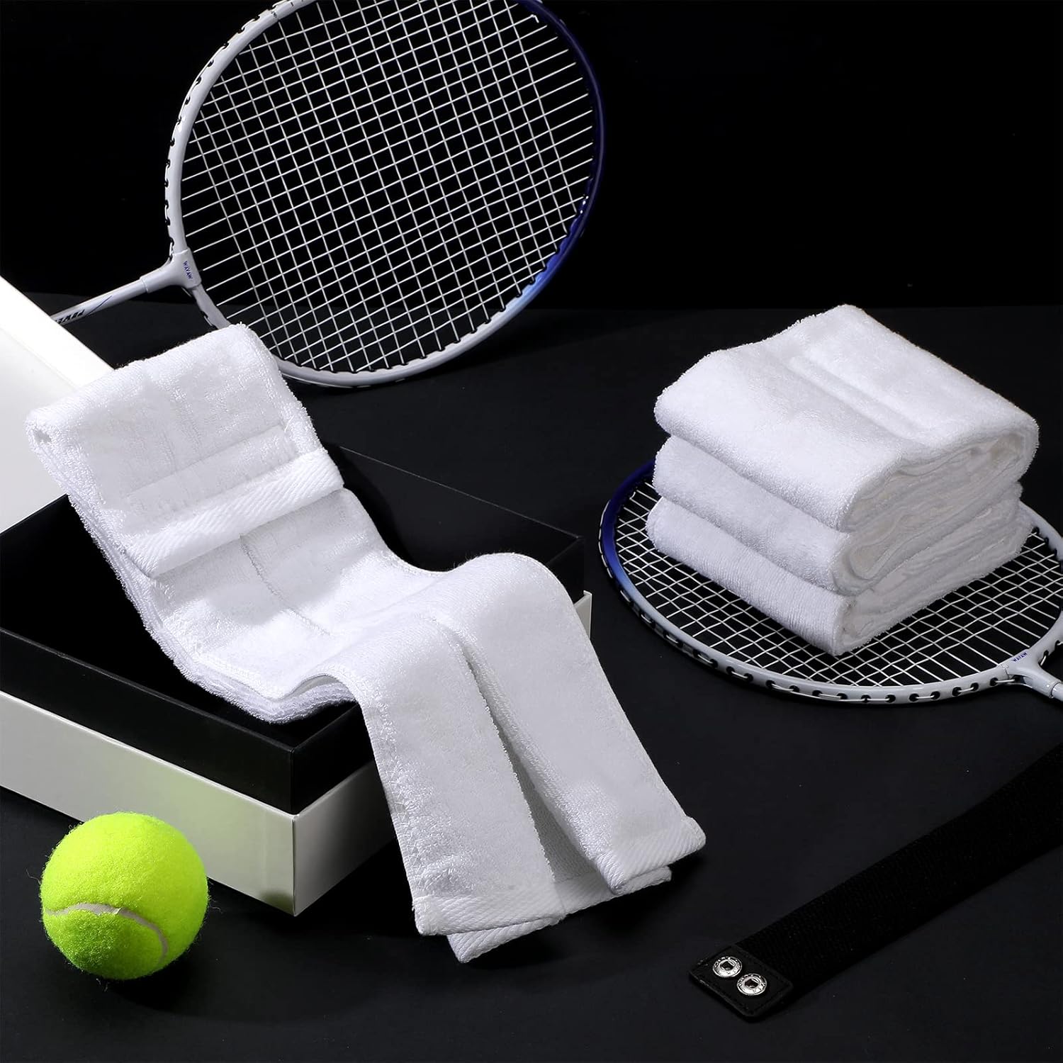 Moukeren 6 Pcs Football Towel Cotton Quarterback Football Field Hand Towel with Hook and Loop Fastener for Sports Football Golf Gym Accessories(White) - Image 4
