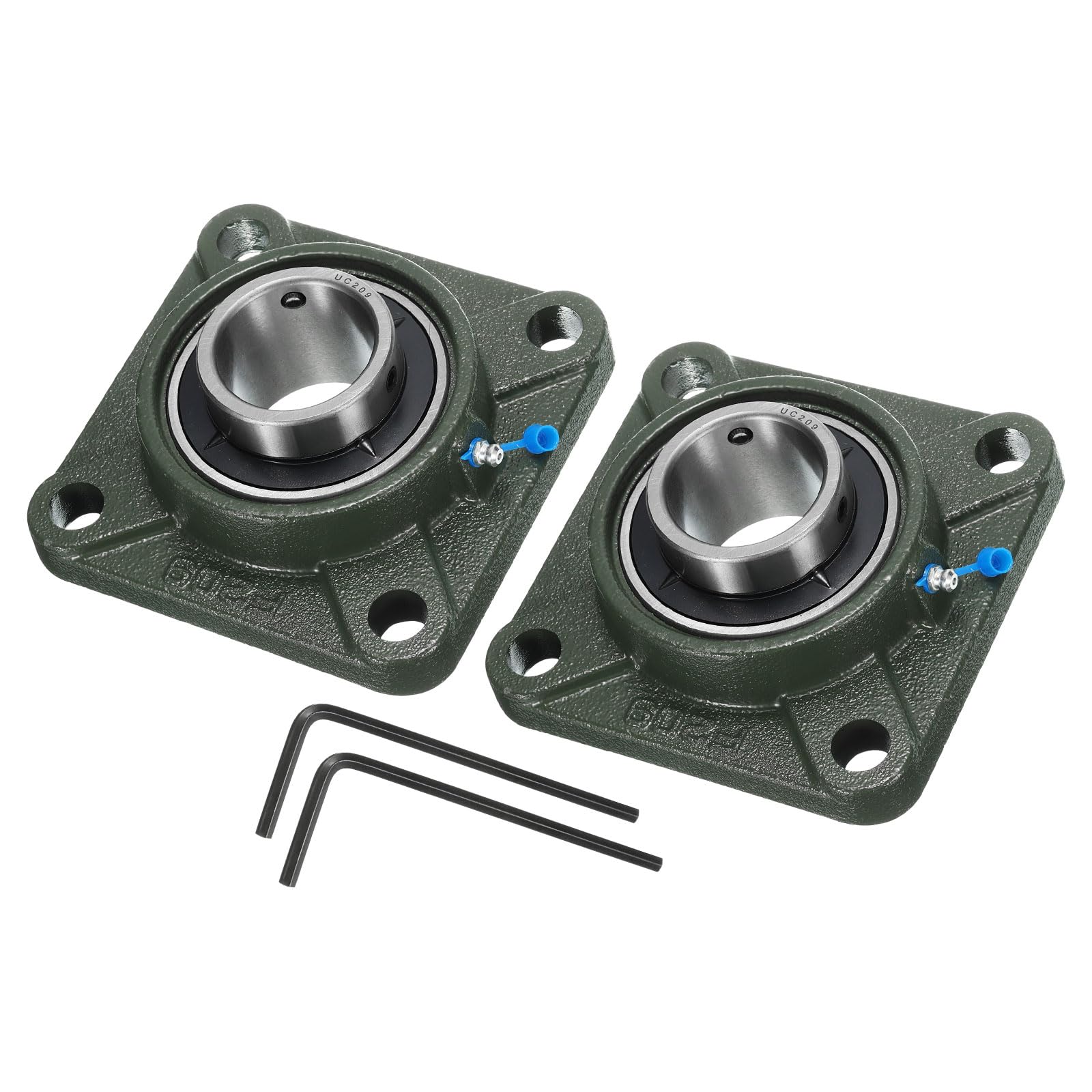 2pz UCF209 Cuscinetti a Blocchetto Cuscino con Foro 45mm Cuscinetti | Acciaio Cromato Montati Flangia Quadrata, Autoallineanti, con Base Ghisa Solida