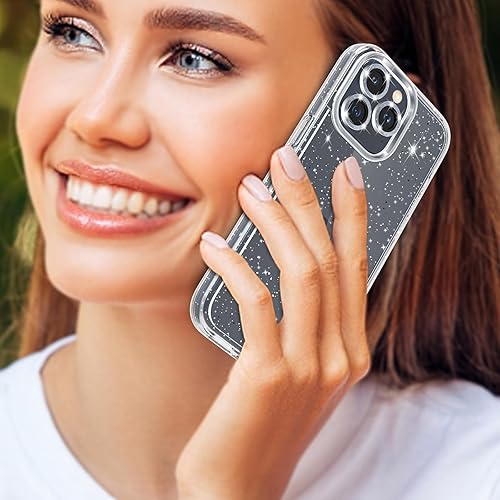 Miniatura 28 de Funda con purpurina diseñada para iPhone 15 Pro Max, con [2 unidades] protector de pantalla y [paquete de 3] protector de lente de cámara brillante