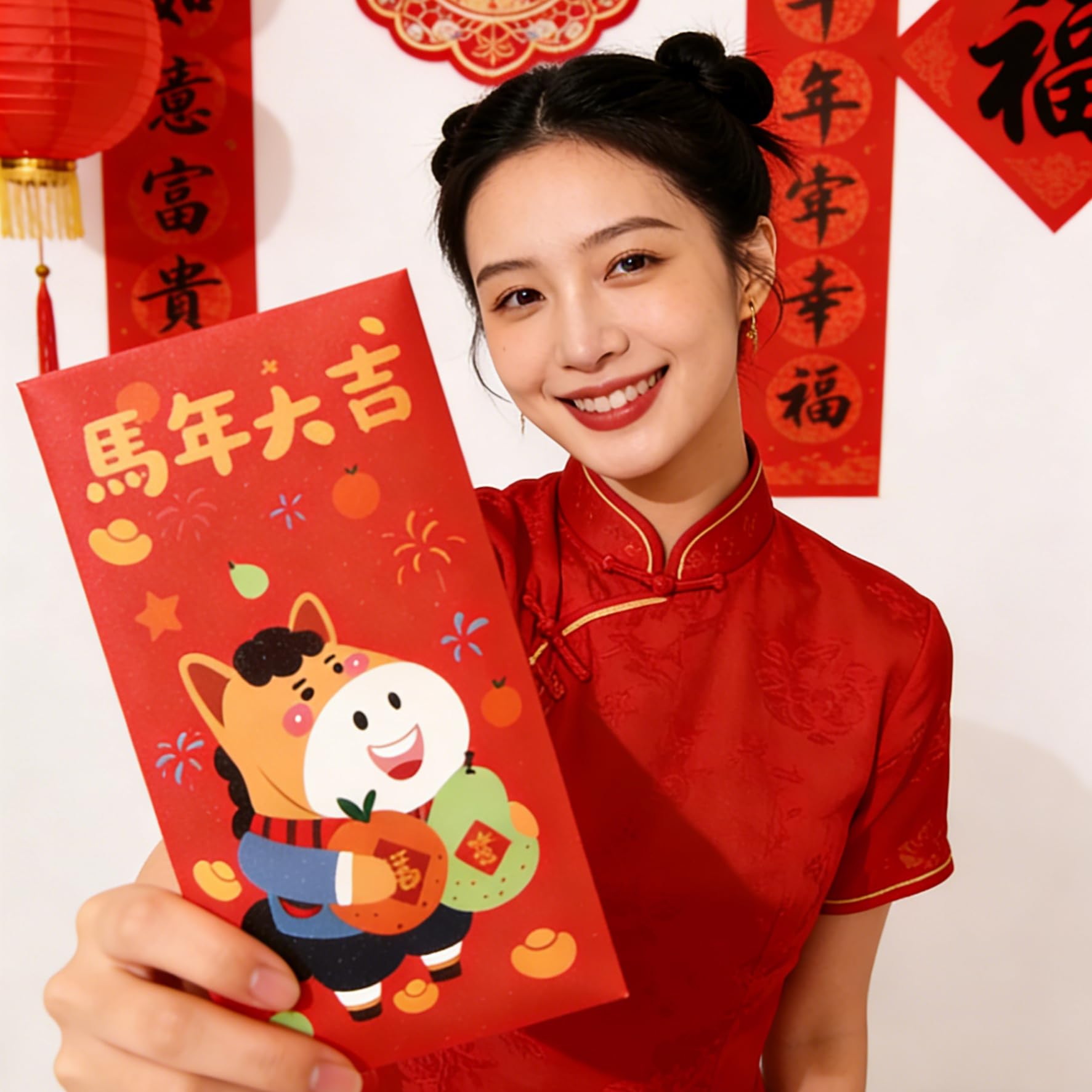 Posoto 2026 Year of The Horse Red Envelopes,24Pcs 12 Styles Cute Cartoon Hongbao Set,Chinese New Year Lucky Cash Packet, Creative Gift Decorations,Festive Pocket Charms for Spring Festival - Image 4