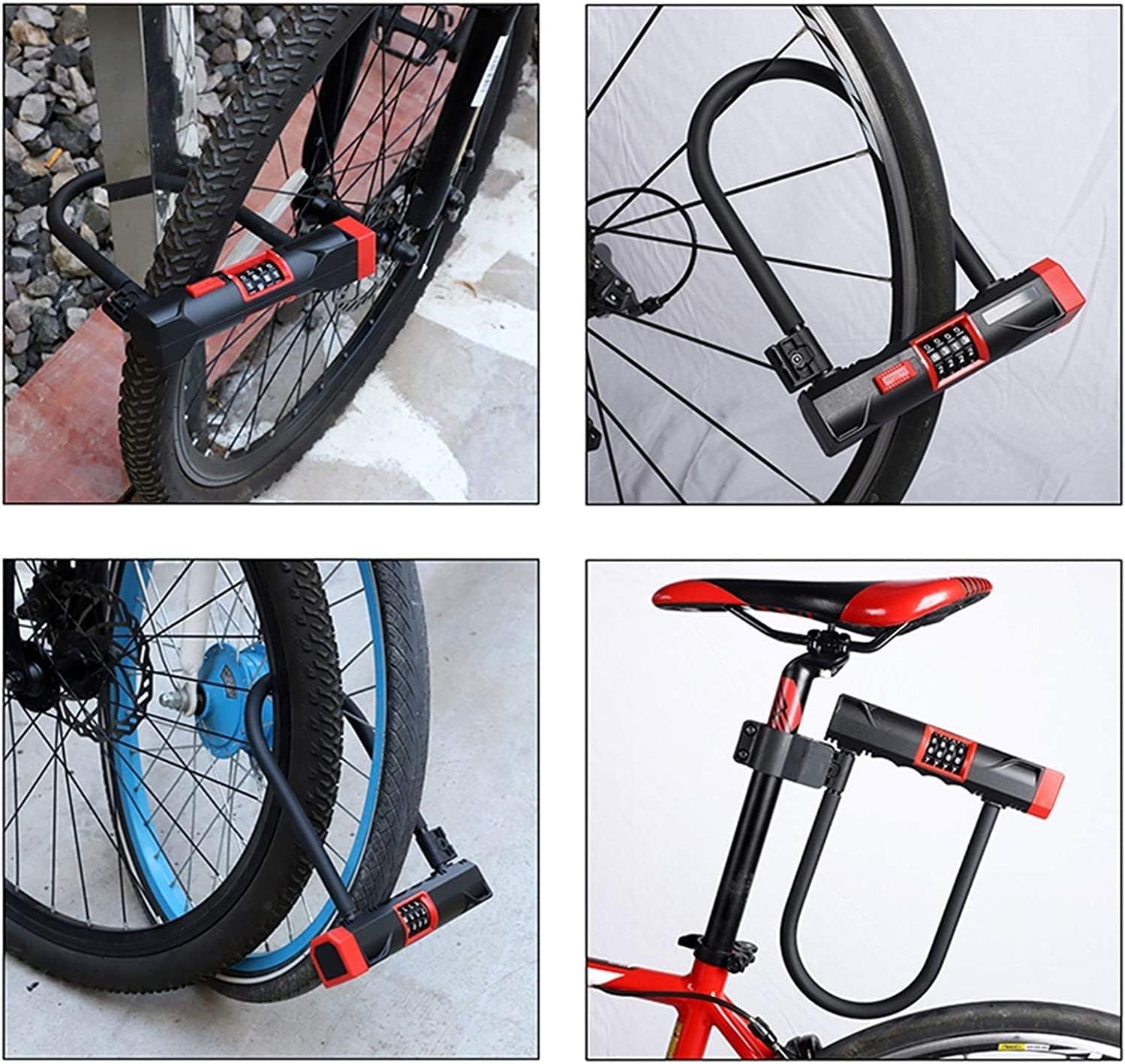 Bike U-Lock Password Code Bicycle U Lock Anti-Theft Road Bike Motorcycle Bike U Lock Steel Safety Heavy Duty Bicycle U-Locks U-Lock