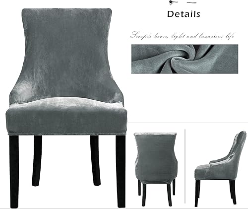 Miniatura 3 de Lellen - Funda protectora de terciopelo elástica para silla de orejas , funda protectora reutilizable para comedor, banquete, decoración del hogar,