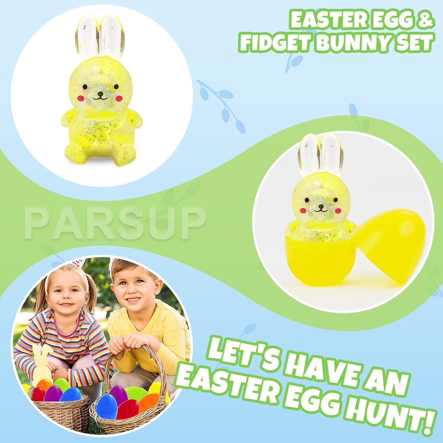 6PCS Easter Eggs with Fidget Bunny for Easter Theme Party Favors, Supplies for Easter Egg Hunt, Basket Stuffers/Fillers, Classroom Prize Supplies Toddler Boys Girls - Image 4