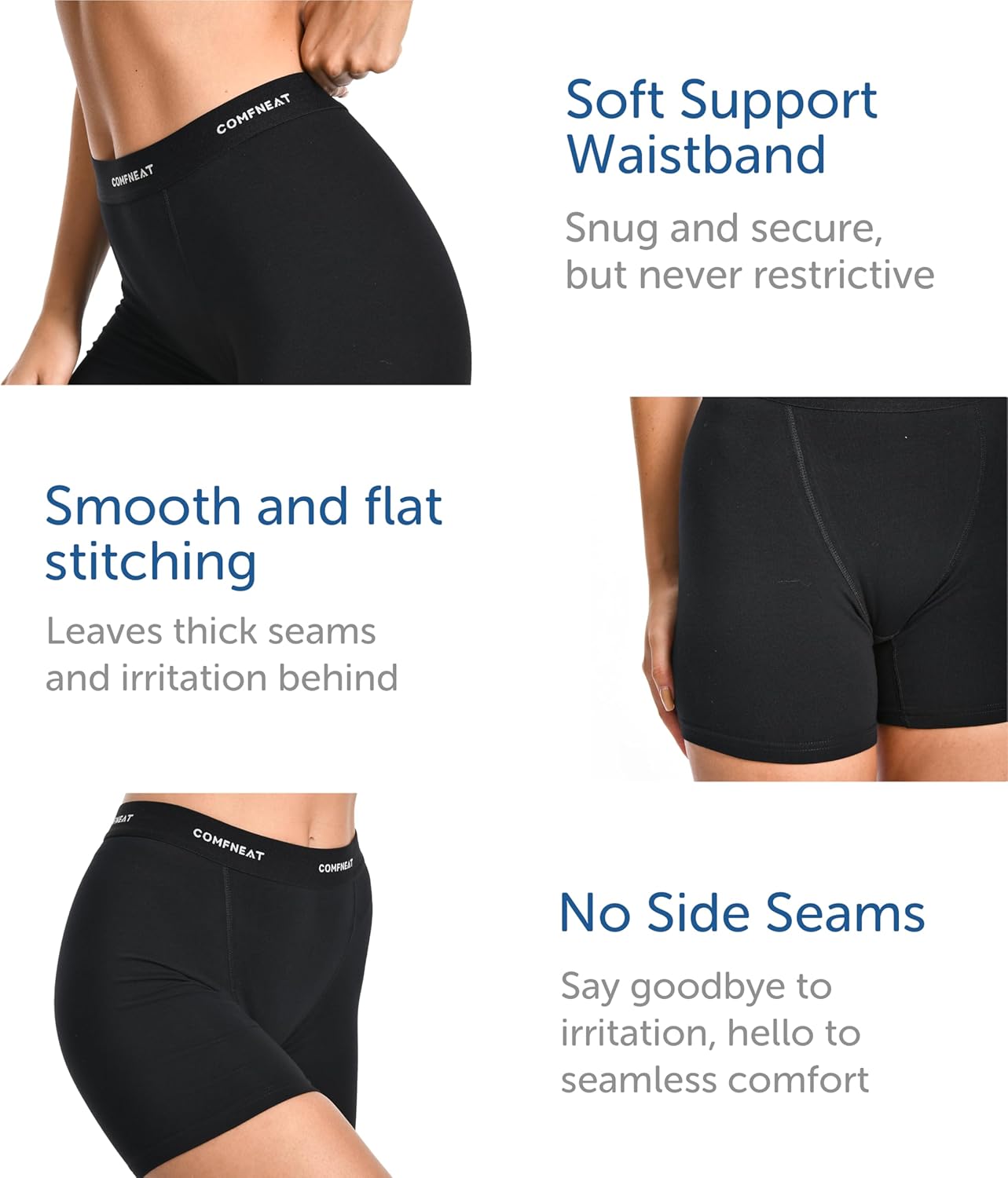 Comfneat Women's 4-Pack Boyshorts Cotton Spandex Boxer Briefs Stretchy Underwear Knitwear - Image 4