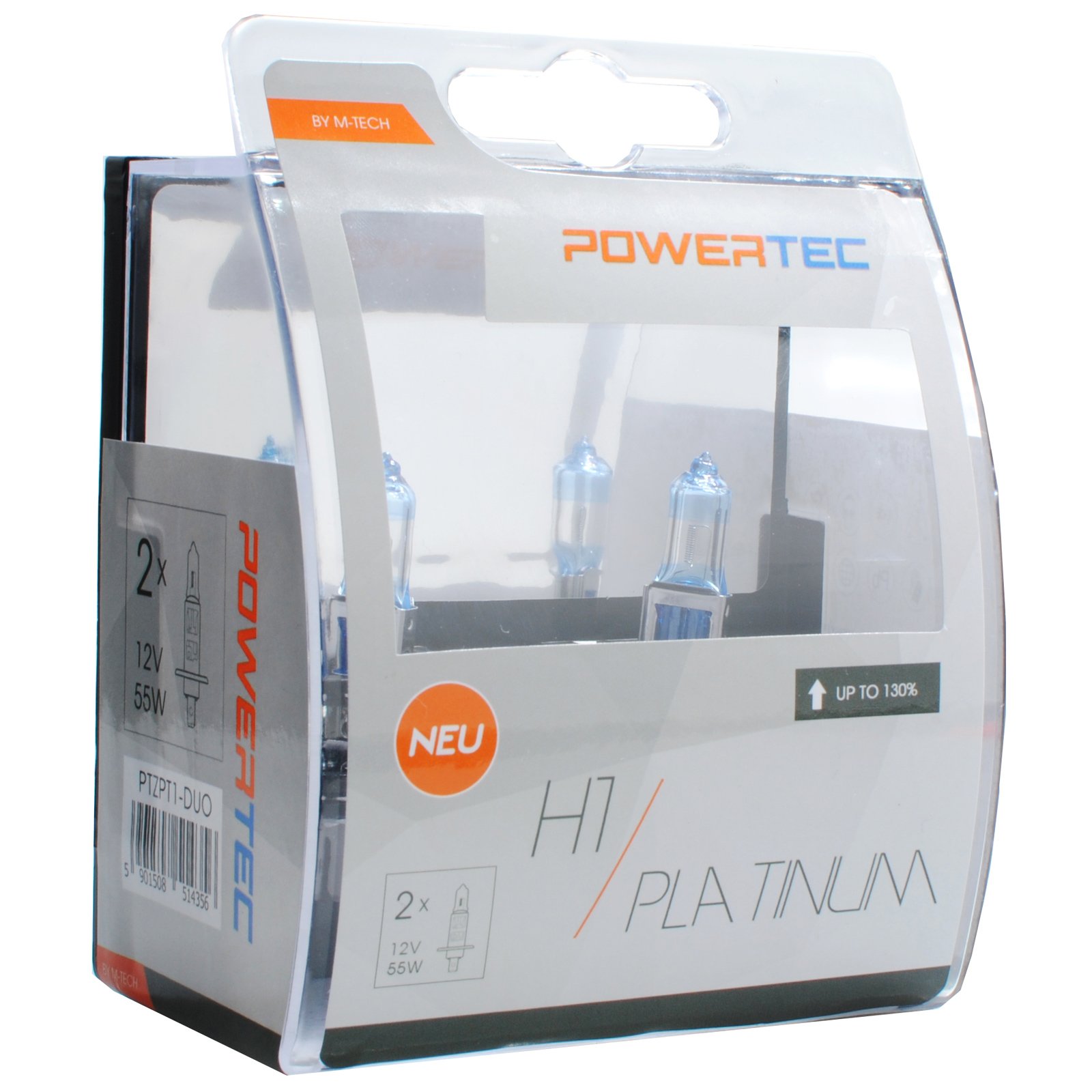 M-Tech ptzpt1-duo PowerTech Platinum + 130% H1 Bulb 12 V 55 W