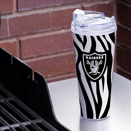 Miniatura 379 de Rico Industries NFL - Vaso de purpurina acrílica de 24 onzas con tapa con bisagras, vaso de doble pared con licencia oficial y popote Tie Dye