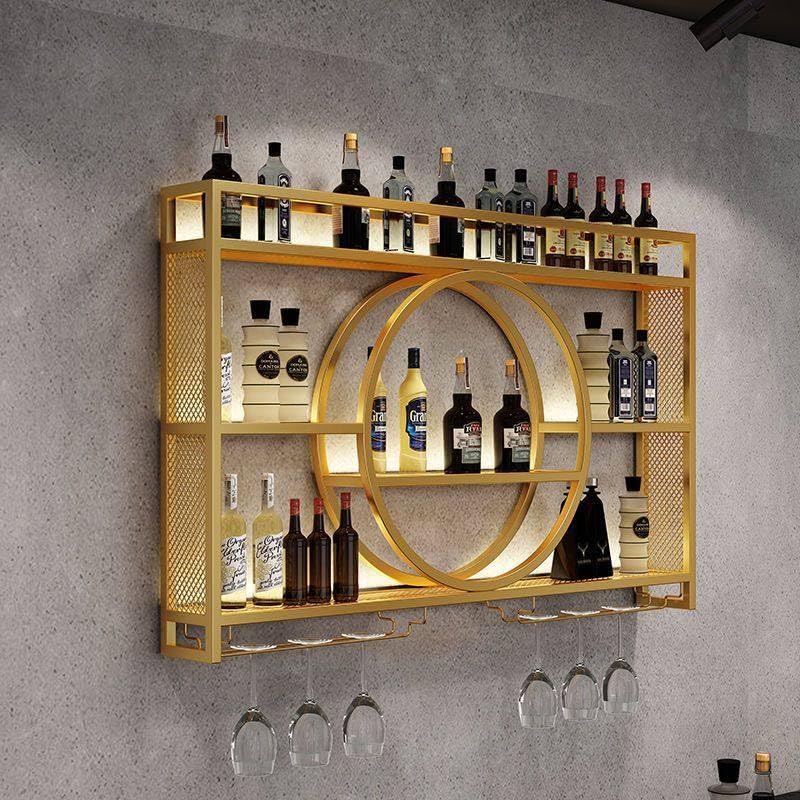 Étagères flottantes pour bar et casier à vin rond suspendu style bistrot