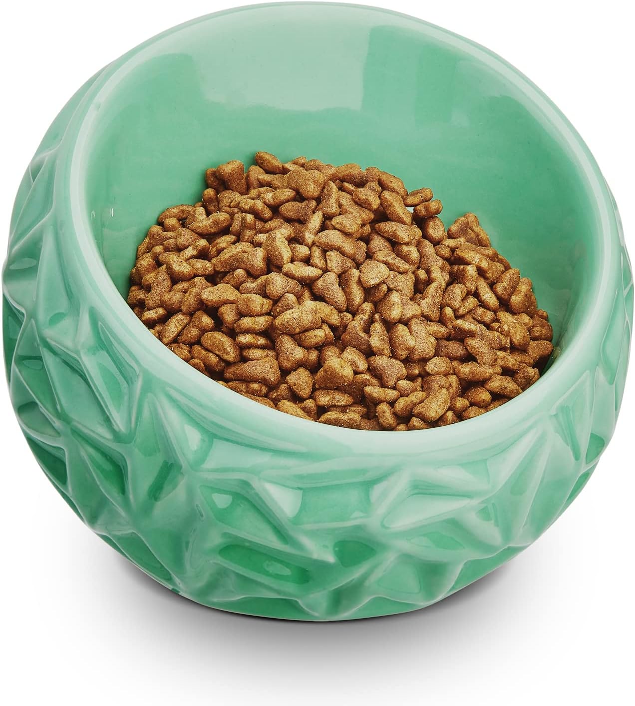 HEY KITTY Tilted Elevated Cat Food Bowl Anti Vomiting, Stress Free Ceramic Raised Cat Bowls, Pet Dishes for Indoor Flat Faced Cats and…