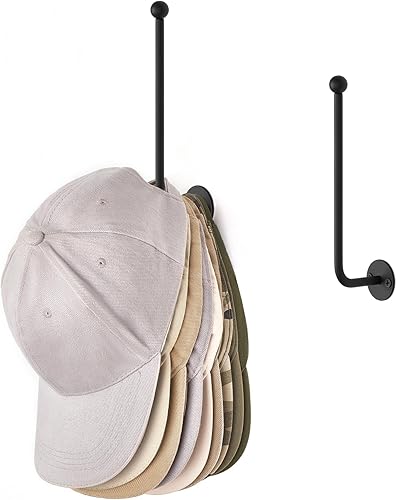 Miniatura 8 de Dahey Organizador de sombreros para gorras de béisbol, 2 piezas, soporte de pared para sombreros de 5 pulgadas, ahorro de espacio, en forma de L,