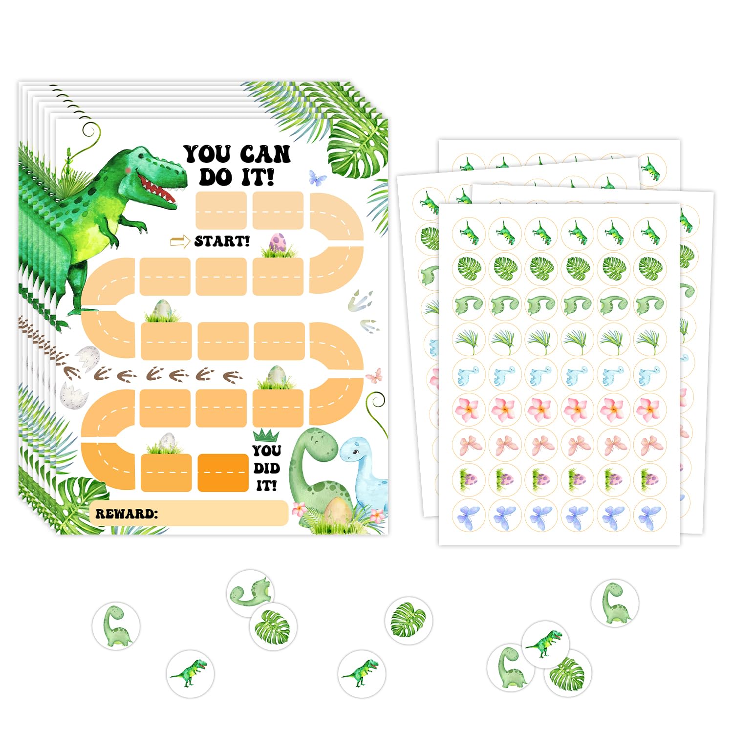 Behavior Reward Chart for Toddlers Boys Girls, You Can Do It, Dinosaur Theme Incentive Chart Chore Chart for Motivate Responsibility & Positive Habits, Including Behavior Charts, Stickers - 09