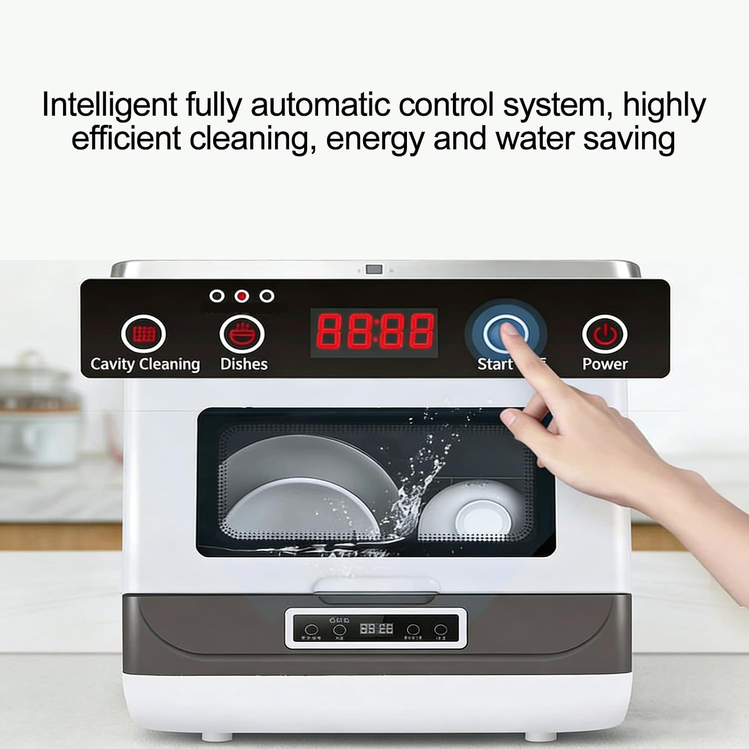 Portable Countertop Dishwasher, 36L Countertop Dishwasher with Portable Dish Basket,4 Types of Procedures, 360° Rotating High-speed Spray, High-Temperature Cleaning, for Apartment, Dorm