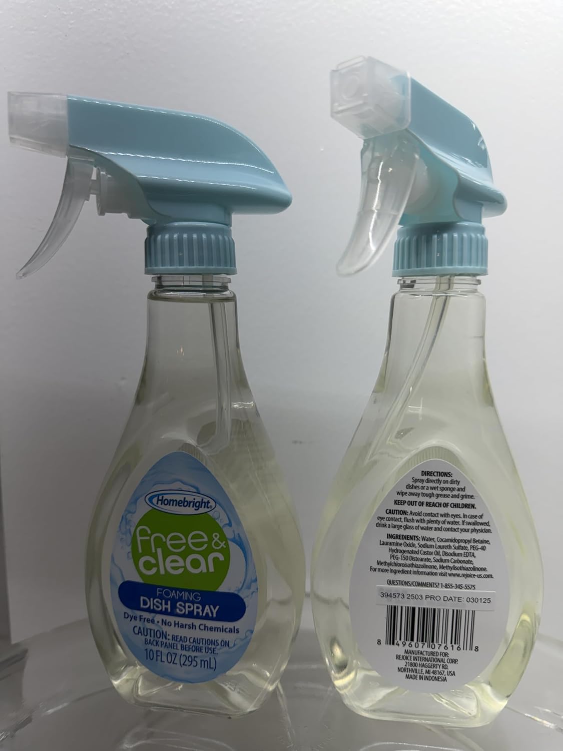 HOMEBRIGHT Foaming Dish Spray, Dye Free, No Harsh Chemicals, 10 fl oz image 3