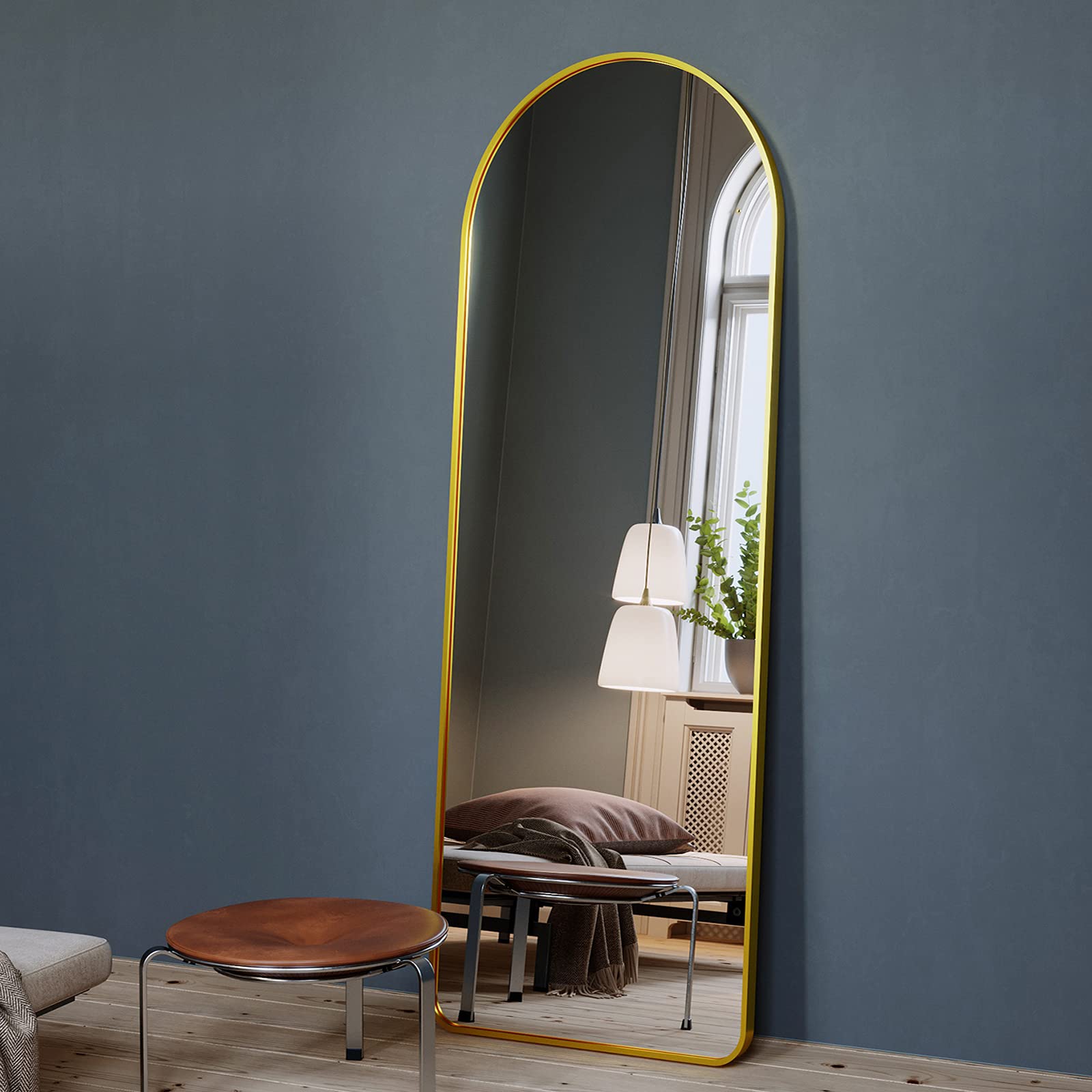 Buy BEAUTYPEAK Arched Full Length Mirror, 58"x18" Rounded Coner Floor