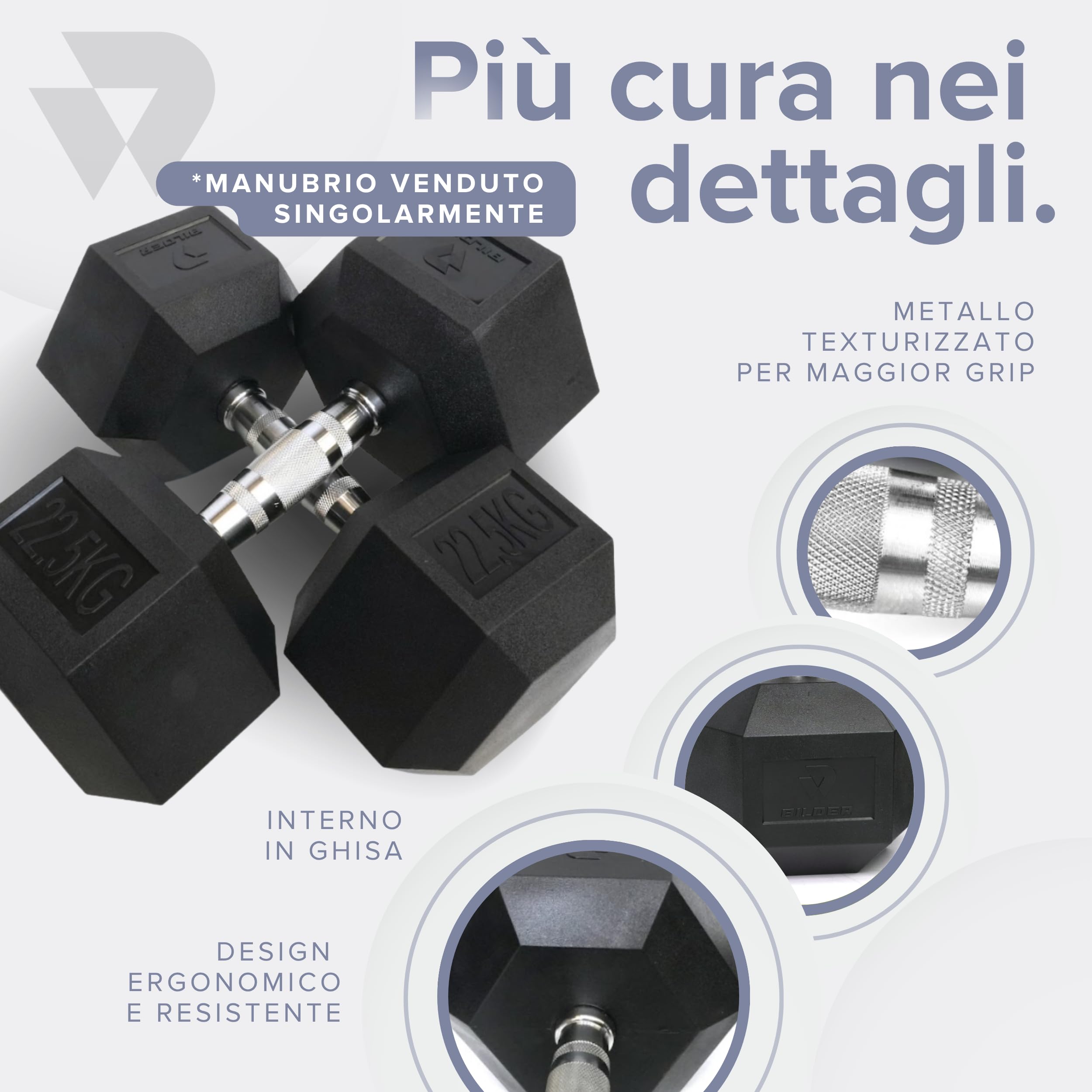 BILDER - Coppia Manubri Palestra, Forma Esagonale e Impugnatura Antiscivolo, Set Pesi Palestra e per Allenamento a Casa per Tonificazione e Riscaldamento, Set Manubri Resistenti e Salvaspazio