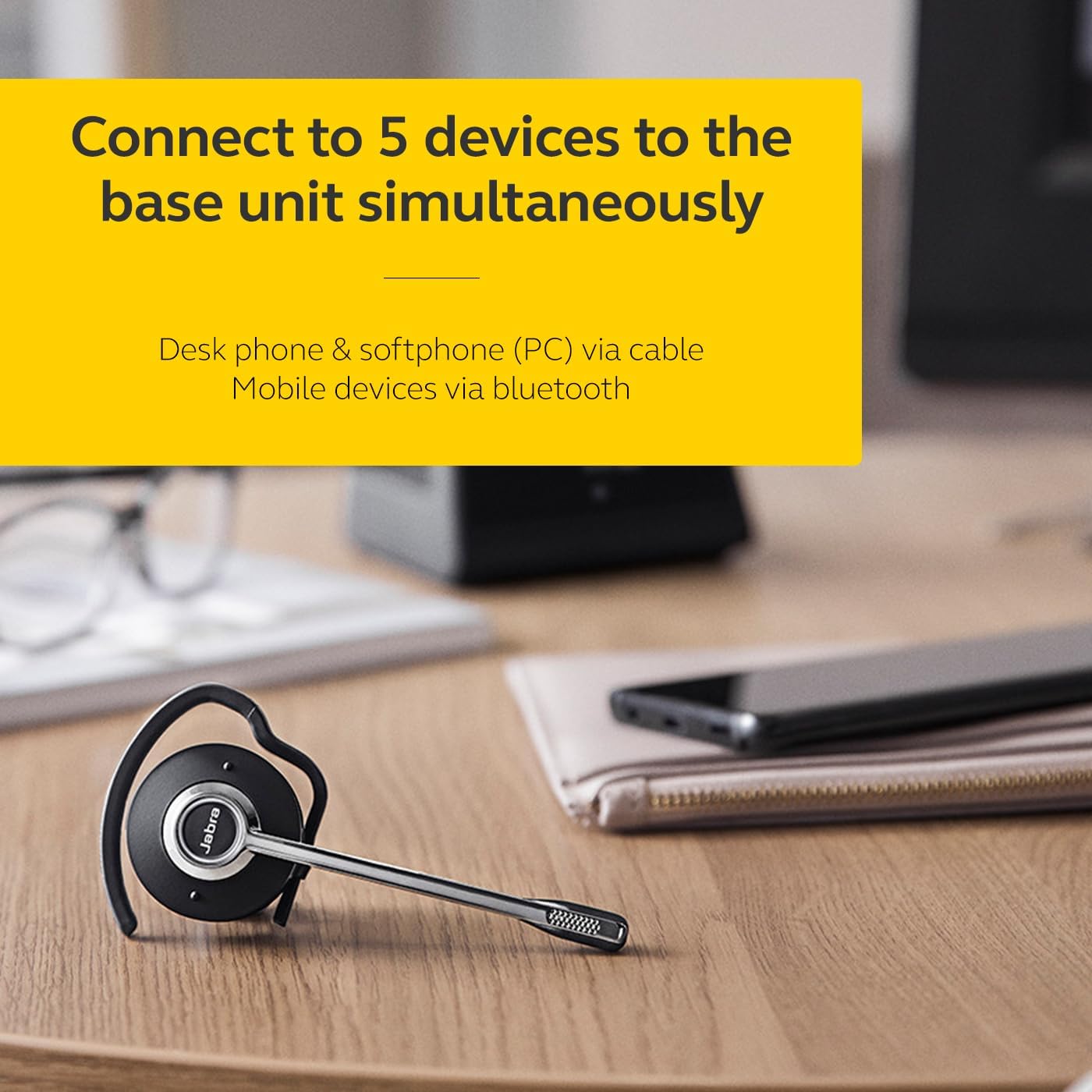 Jabra Engage 75 SE (Second Edition) Wireless Headset, Convertible – Telephone Headset with Industry-Leading Wireless Performance, Advanced Noise-Cancelling Microphone, All Day Battery Life - Black - Image 6