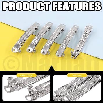 100 Pcs French Barrette Hair Clips Assortment Set 2.36 Inch Silver Metal Blank Alligator Hairpin Rectangle Craft Bow Clips for DIY Hairdressing Accessories (6 cm)