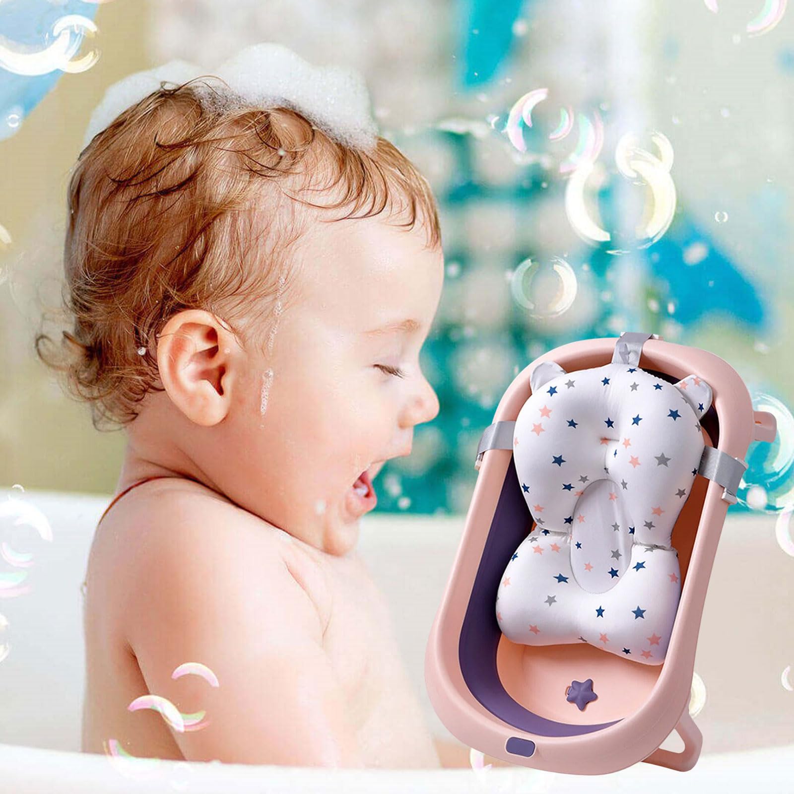 Riduttore Vaschetta Bagnetto Neonato, Cuscino Bagnetto Neonato, Riduttore Bagnetto Neonato, Tappetino da Bagno per Neonati, Galleggiante Tappetino da Bagno Per Bambini, per Bambino 0-3 anni