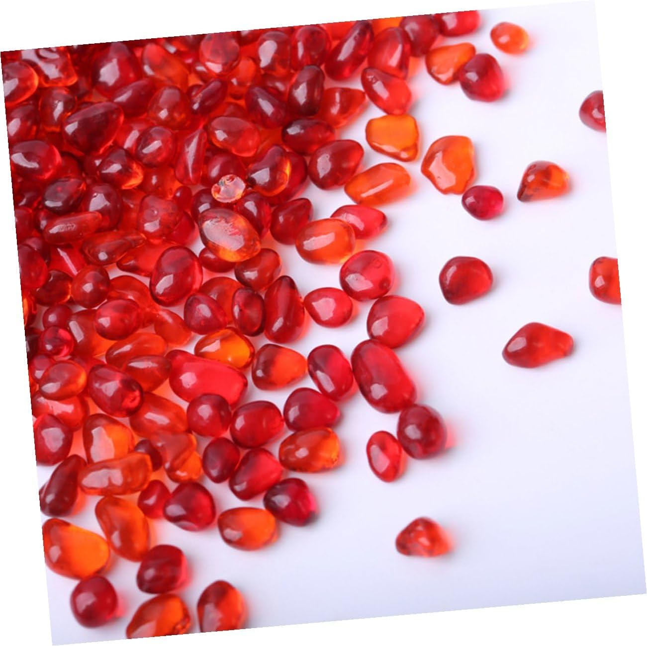 Kisangel Aquarium Gravel and Decorative Aquarium Pebbles Set, Natural Colored Glass Substrate, 500g (China Red 250g + Amber 250g) for Fish Tank and Terrarium Decoration
