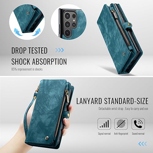 Miniatura 25 de SZHAIYU 2 in 1 Detachable for Samsung Galaxy S23 Ultra Wallet Case with Card Holder, Retro Premium Flip Leather Cover Magnetic Zipper Pocket Phone