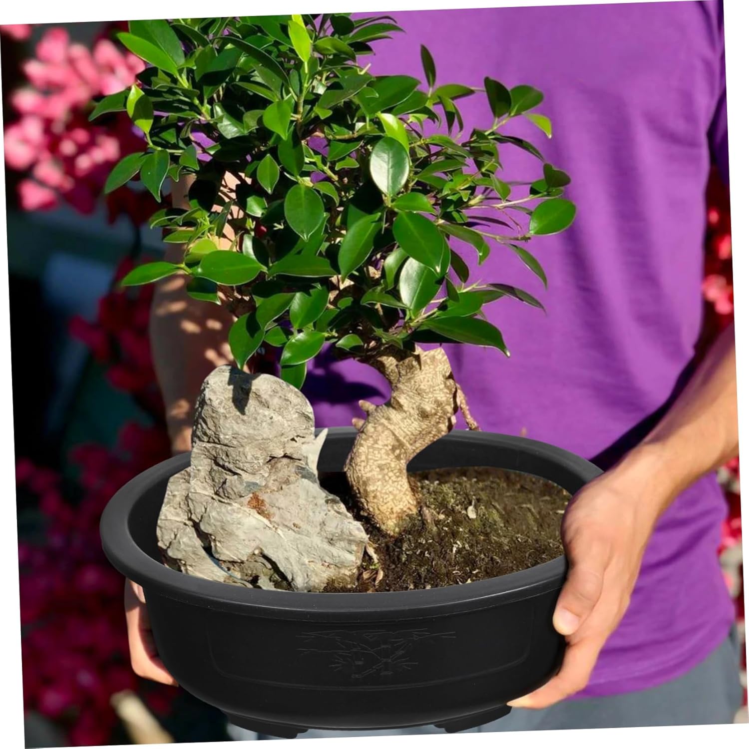 VICASKY 2pcs Large Oval Bonsai Planter Pots Breathable Flowerpots for Garden Balcony Indoor Plants Reusable Household Containers for Healthy Plant Growth and Vertical Gardening