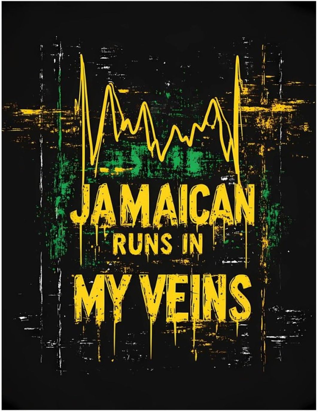 Jamaican Runs in My Veins Diamond 5D Painting Kits with Frame DIY Full Round Drill Gem Art Crafts for Home Wall Decor 16 X 20in White Wood 40 * 50cm