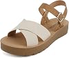 Sandalias planas Soda CHESTER para mujer, plataforma, hebilla en tobillo, correas cruzadas, color dorado rafia, talla 5.5 3