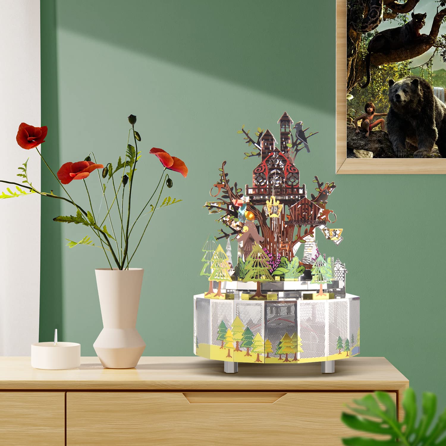 Amazon.co.jp: 森のラプソディ回転オルゴール カラフルなLEDライト付き