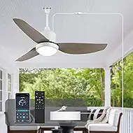 BZX Waterproof Outdoor Ceiling-Fan with Light - 42" Modern Ceiling Fans with 3 Colors LED Light, App & Remote Control, Quiet DC Motor, for Patios Gazebo