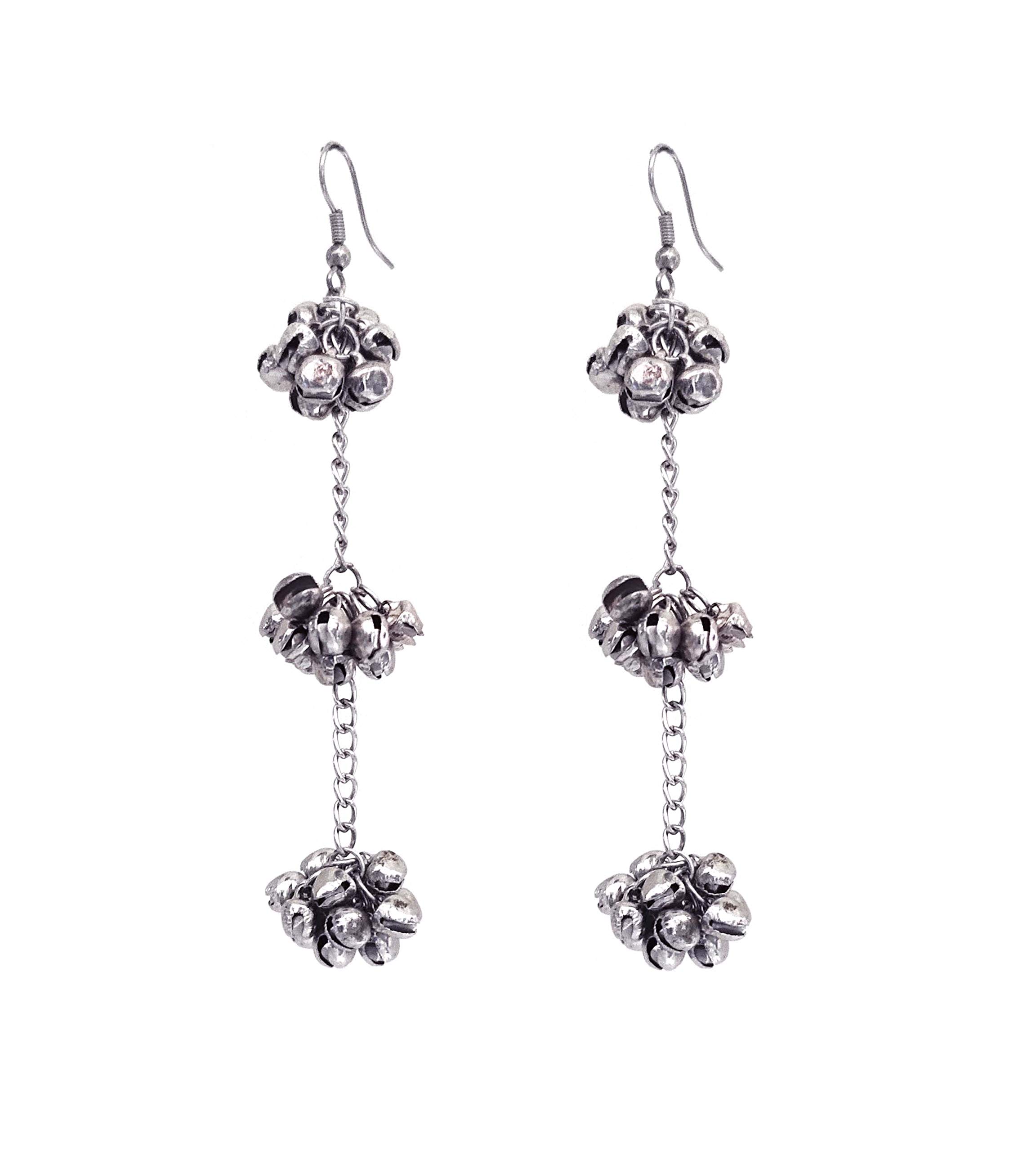 Total Fashion Silver Oxidised Ghungroo Dangler Earrings for women and girls (B08X4B495W) Amazon Price History, Amazon Price Tracker