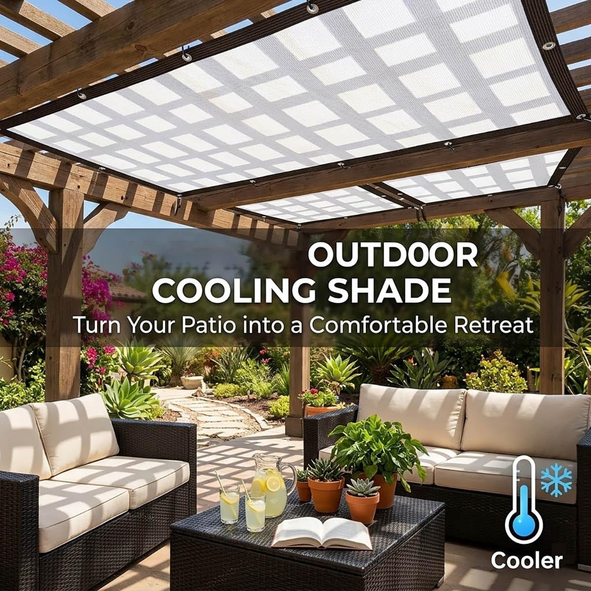 Schattierungsnetz Weiß 60% Shading Rate, HDPE Schattennetz mit Ösen für Gewächshaus und Pflanzen, UV-Schutz und Lichtdurchlässig 1x3.0m 2x6m 4x8m 8x9m