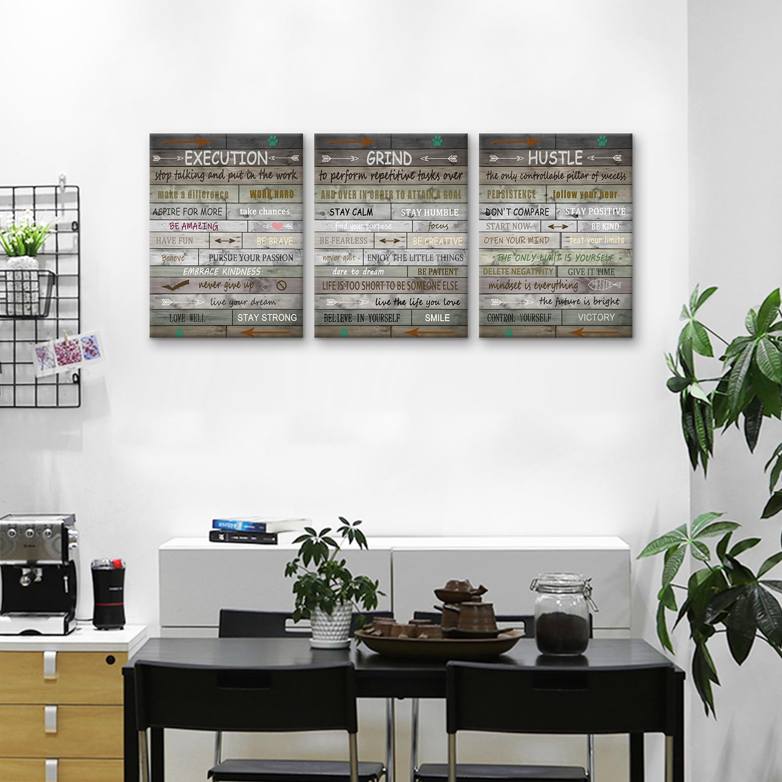 3 piezas de lienzo motivacional para pared, arte de muelle, ejecución, empresario, citas, carteles, impresiones inspiradoras de éxito, cuadros para decoración de dormitorio, oficina, listo para colgar