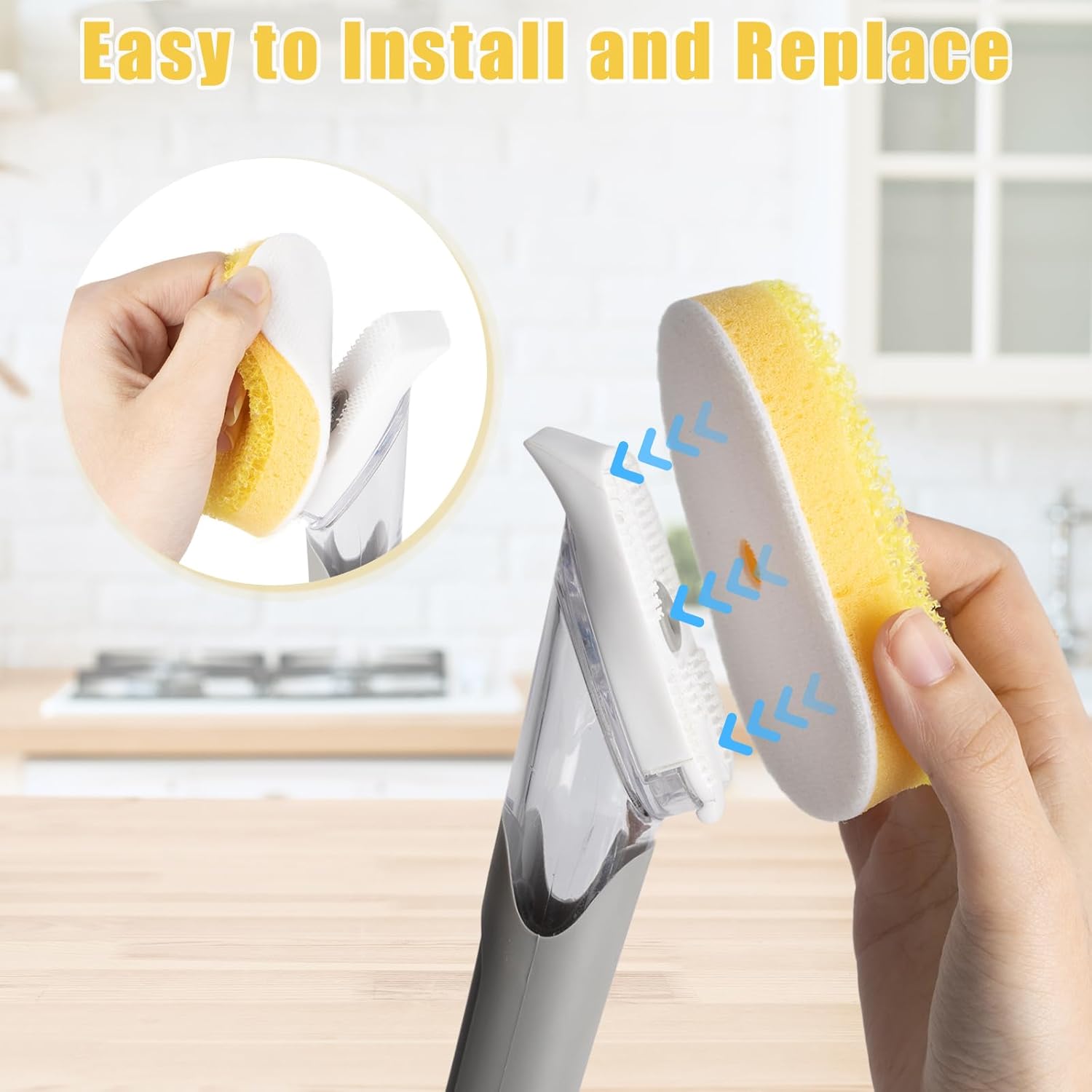 12Packs Dish Wand Sponge Refills for Scrub Daddy Dish Daddy - Replacement Heads for Dish Sponges, Non Scratch Dish Washing Scrubbers, Ideal for Kitchen Cleaning, Yellow (Only Sponge Heads) - Image 5