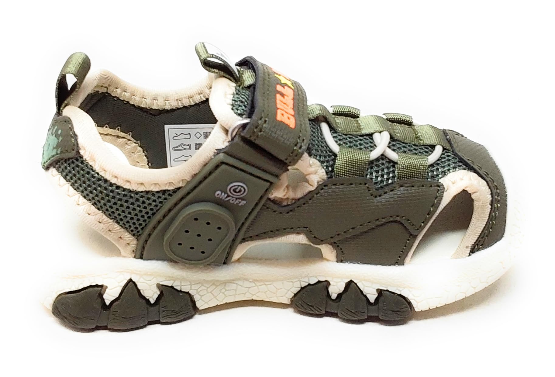 Bull Boys Sandali Sportivi per Bambini con audio Dinosauro T-Rex,Verde giungla,Strappo,Modello DNCR5190