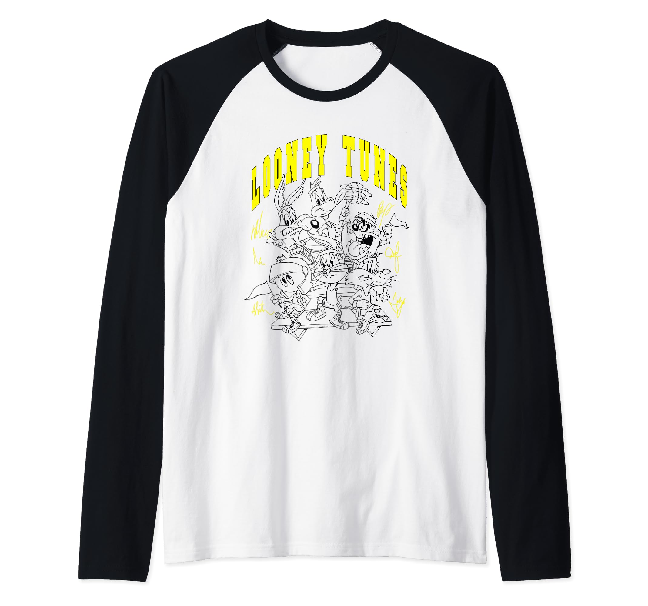 Looney Tunes Basketball Squad Raglan Baseball Tee, Black