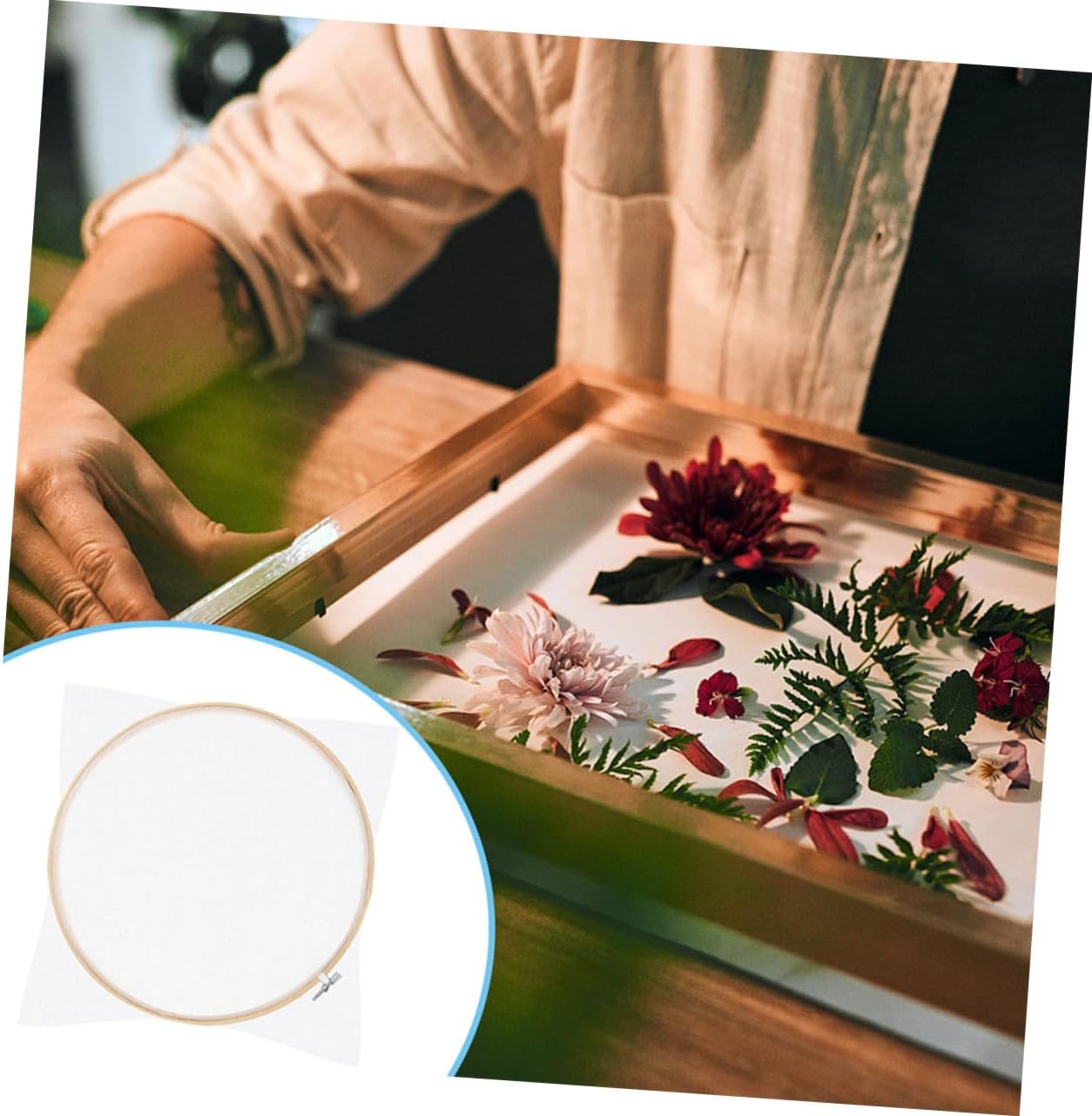 Unomor 2pcs DIY Paper Making Frame Round Wooden Mould for Craft Projects for Art Environmental Learning Easy to Use Papermaking Screen