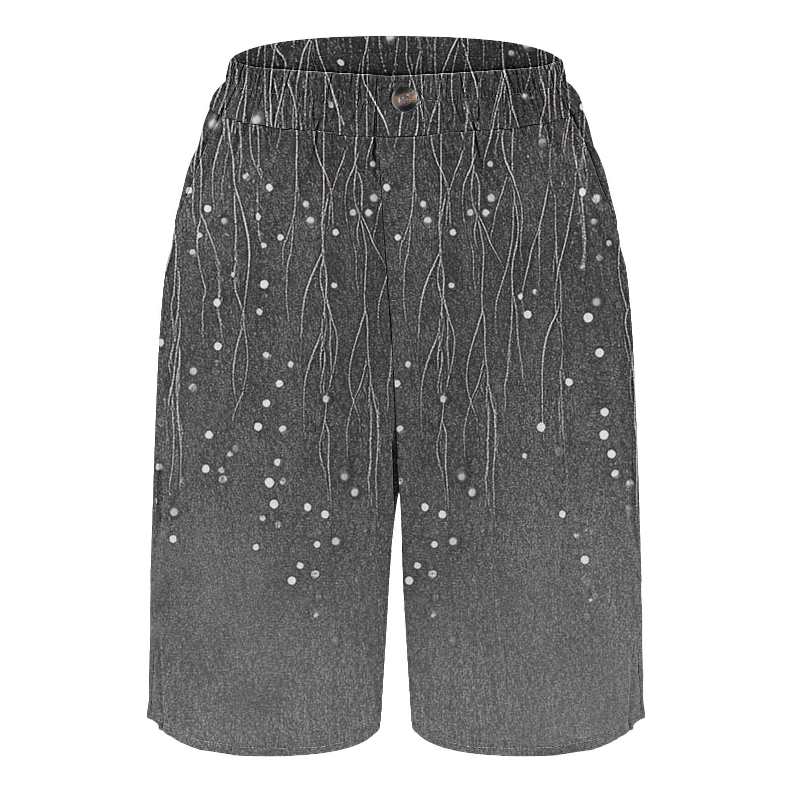 Generisch Short de sport en lin de coton pour femme, coupe ample, longueur genou, short d'entraînement décontracté avec jambes larges et taille élastique