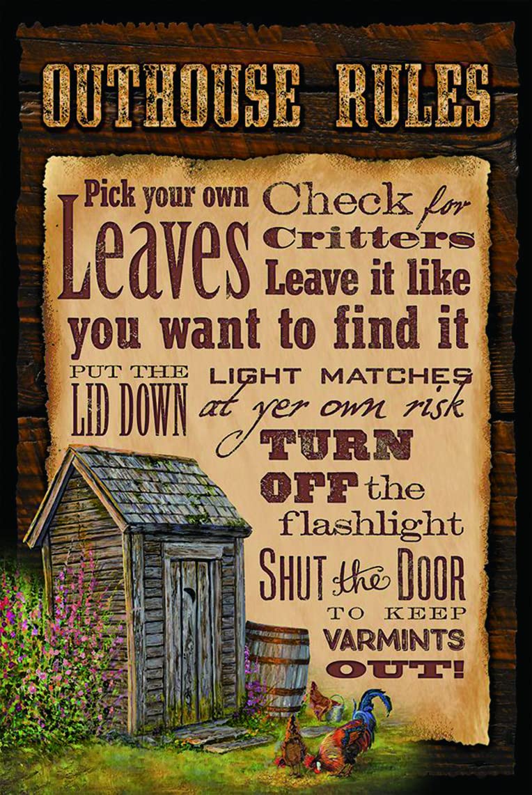 RIFOSA 12"x8" Bathroom Outhouse Rules Metal Sign Metal Plaque — image 1