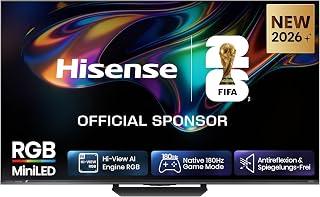 Hisense 65UR8DS Fernseher 65 Zoll, 4K UHD, RGB Mini LED, Smart TV, 180Hz, Hi-View AI Engine RGB, Dolby Vision.Atmos, AI RGB Lichtsensor, AI 4K Upscaler, AMD FreeSync Premium Pro, Tuned by Devialet